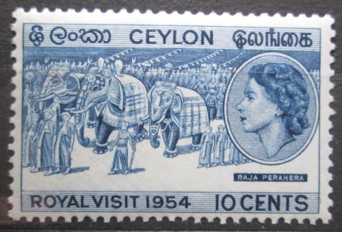 Poštová známka Cejlon 1954 Návštìva královského páru Mi# 280