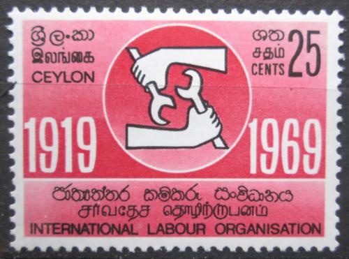Poštová známka Cejlon 1969 ILO, 50. výroèie Mi# 386