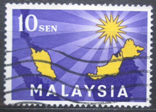 Poštová známka Malajsie 1963 Mapa Mi# 1