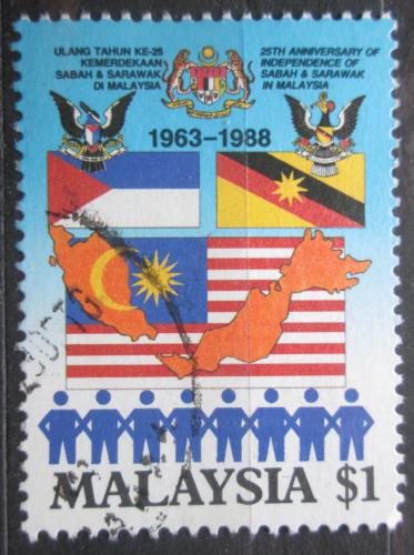 Poštová známka Malajsie 1988 Vlajky Mi# 386