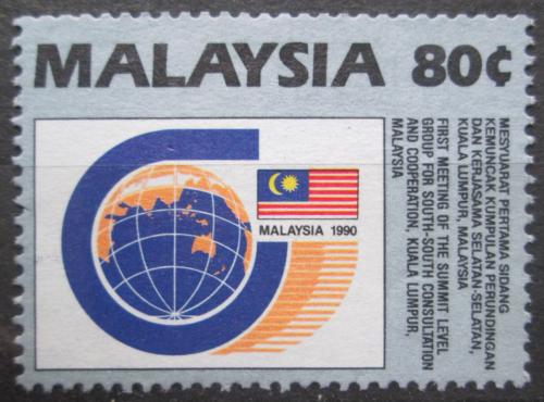 Poštová známka Malajsie 1990 Mapa svìta a státní vlajka Mi# 429