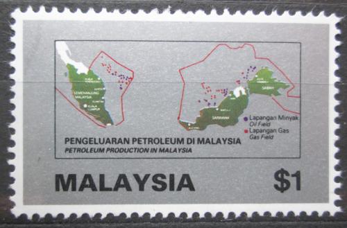 Poštová známka Malajsie 1985 Mapa naleziš� ropy a plynu Mi# 316 Kat 5.50€