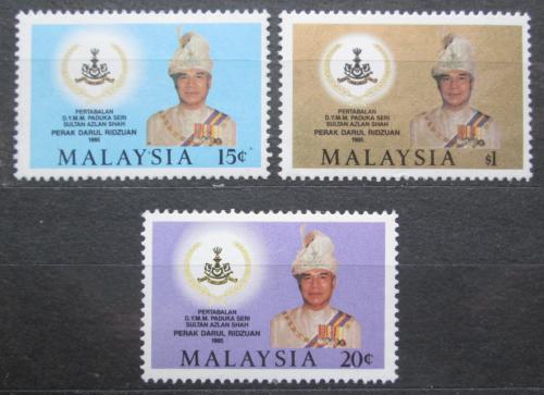 Poštové známky Malajsie, Perak 1985 Intronizace sultána Mi# 143-45 Kat 5.50€