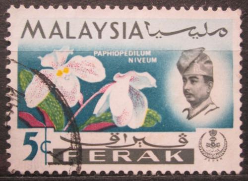 Poštová známka Malajsie, Perak 1965 Orchidej, Paphiopedilum niveum Mi# 117