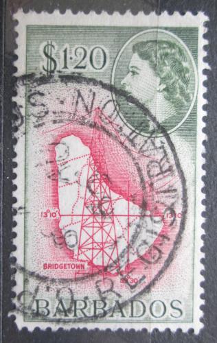 Poštová známka Barbados 1956 Mapa ostrova Mi# 214
