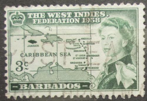 Poštová známka Barbados 1958 Mapa federace Mi# 216