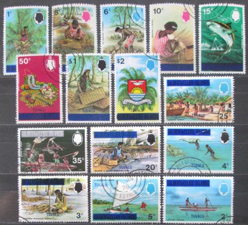 Poštovní známky Tuvalu 1976 Rùzné motivy pøetisk TOP SET Mi# 1-15 Kat 25€