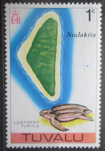 Poštová známka Tuvalu 1976 Korytnaèka a mapa Mi# 23
