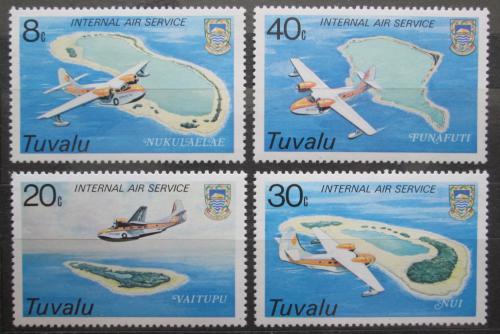 Poštové známky Tuvalu 1979 Lietadla nad ostrovy Mi# 105-08