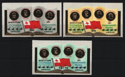 Poštové známky Tonga 1971 Medaile, úøední TOP SET Mi# 72-74