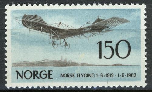 Poštovní známka Norsko 1962 Staré letadlo Mi# 468