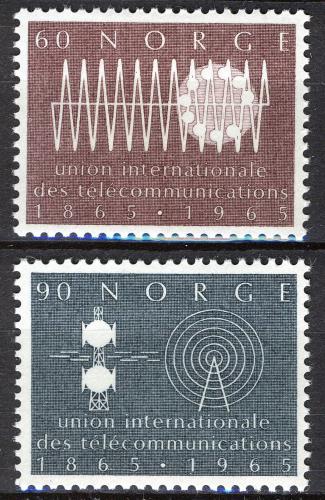 Poštové známky Nórsko 1965 ITU, 100. výroèie Mi# 526-27