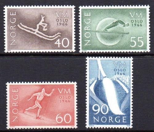 Poštové známky Nórsko 1966 Lyžovanie Mi# 537-40