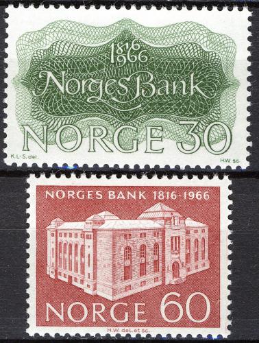 Poštové známky Nórsko 1966 Národní banka, 150. výroèie Mi# 543-44