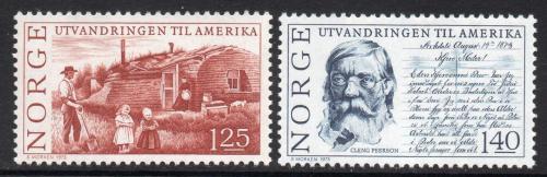 Poštové známky Nórsko 1975 Migrace do Ameriky Mi# 707-08