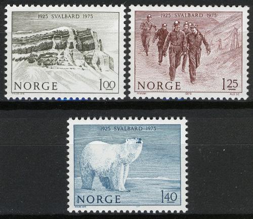 Poštové známky Nórsko 1975 Dohoda o Špicbercích, 50. výroèie Mi# 709-11