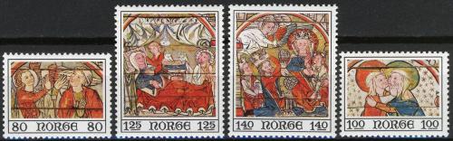 Poštové známky Nórsko 1975 Vianoce, umenie Mi# 714-17