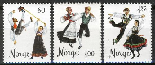 Poštové známky Nórsko 1976 ¼udový tanec Mi# 719-21