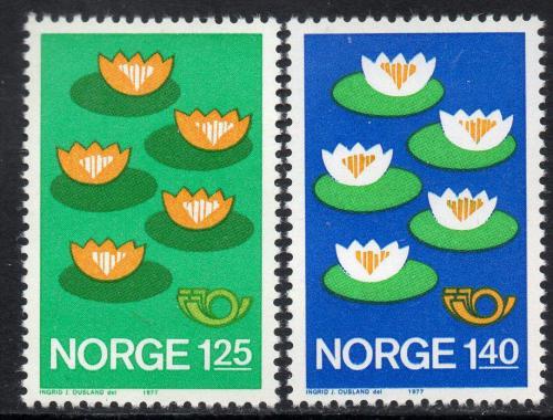 Poštové známky Nórsko 1977 Lekníny, NORDEN Mi# 737-38