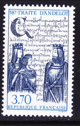 Poštová známka Francúzsko 1987 Andelotská smlouva, 1400. výroèie Mi# 2635