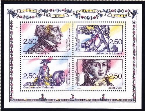 Poštové známky Francúzsko 1991 Francúzska revolúcia, 200. výroèie Mi# Block 11