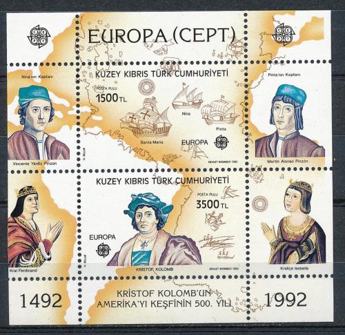 Poštové známky Cyprus Tur. 1992 Európa CEPT, objavenie Ameriky Mi# Block 10 Kat 10€