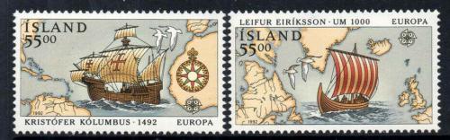 Poštové známky Island 1992 Európa CEPT, objavenie Ameriky Mi# 762-63 Kat 5€