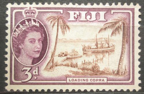 Poštová známka Fidži 1956 Nakládání kopry Mi# 129