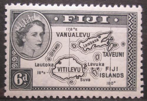 Poštová známka Fidži 1954 Mapa Mi# 130