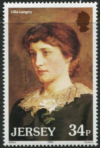 Poštová známka Jersey 1986 Lillie Langtry, hereèka Mi# 373