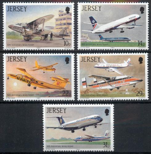 Poštové známky Jersey 1987 História letectvo Mi# 400-04