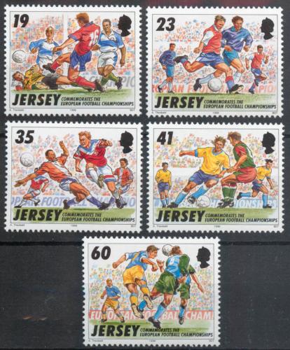 Poštové známky Jersey 1996 ME ve futbale Mi# 737-41 Kat 7€