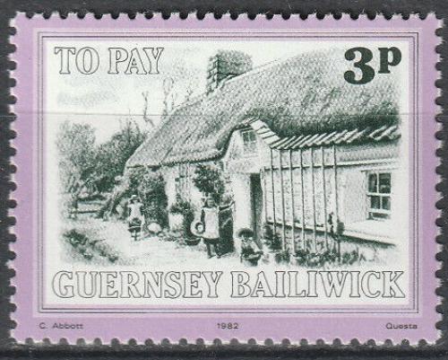 Poštová známka Guernsey 1982 Starý dùm, doplatná Mi# 32