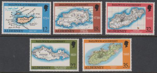Poštové známky Alderney 1989 Mapy Mi# 37-41 Kat 6€