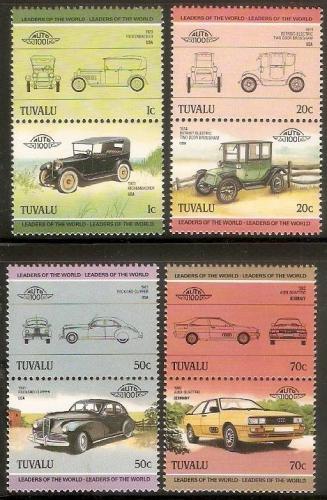Poštové známky Tuvalu 1985 Automobily Mi# 296-303 Kat 5.50€