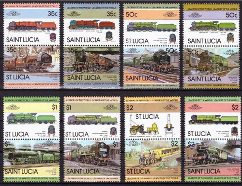 Poštové známky Svätá Lucia 1983 Lokomotívy Mi# 612-27 Kat 10€
