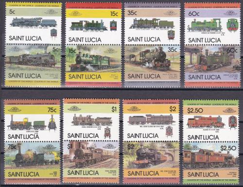 Poštové známky Svätá Lucia 1985 Lokomotívy Mi# 712-27 Kat 12€