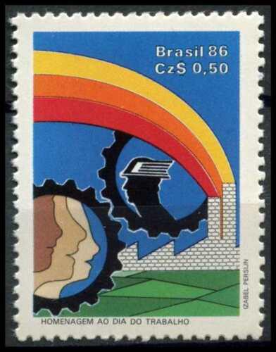 Poštová známka Brazílie 1986 Den práce Mi# 2169