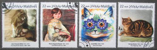 Poštové známky Maldivy 2017 Umenie, maèky Mi# 7108-11 Kat 11€