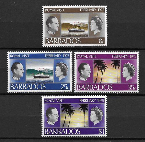 Poštové známky Barbados 1975 Návštìva krá¾ovné Mi# 385-88 Kat 6€