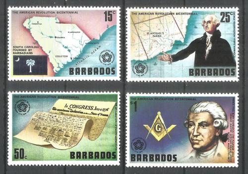 Poštové známky Barbados 1976 Nezávislost USA, 200. výroèie Mi# 405-08 Kat 5€