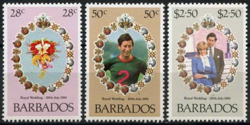 Poštové známky Barbados 1981 Krá¾ovská svadba Mi# 527-29