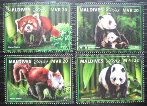 Poštové známky Maldivy 2017 Pandy Mi# 7218-21 Kat 10€