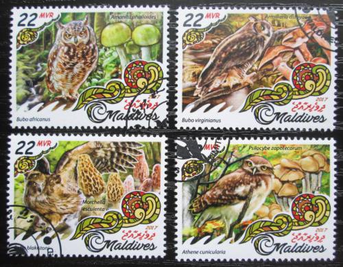 Poštové známky Maldivy 2017 Sovy a huby Mi# 6803-06 Kat 11€ 