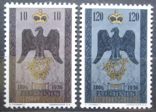 Poštové známky Lichtenštajnsko 1956 Heraldický orol Mi# 346-47 Kat 20€