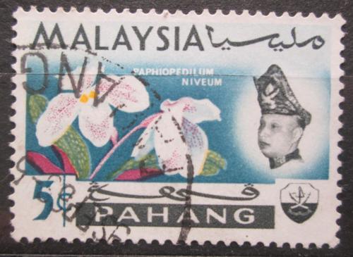 Potov znmka Malajsie Pahang 1965 Orchidej, Paphiopedilum niveum Mi# 78