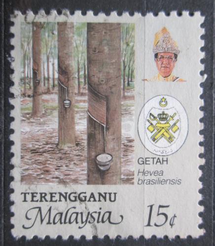 Poštová známka Malajsie Trengganu 1986 Pøírodní kauèuk Mi# 125
