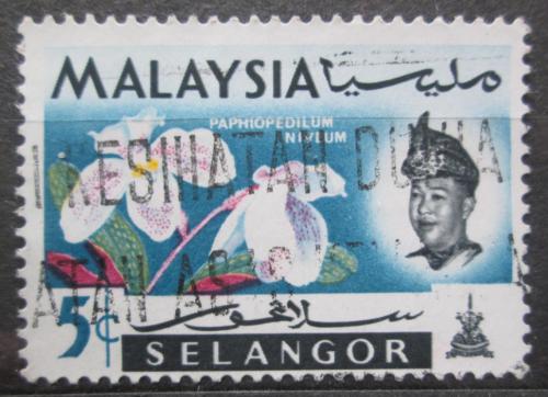 Potov znmka Malajsie Selangor 1965 Orchidej, Paphiopedilum niveum Mi# 100 - zvi obrzok