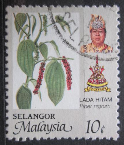 Poštová známka Malajsie Selangor 1986 Pepøovník èerný Mi# 132