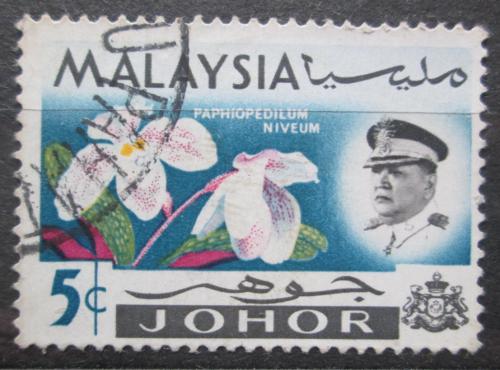 Potov znmka Malajsie Johor 1965 Orchidej, Paphiopedilum niveum Mi# 156 - zvi obrzok